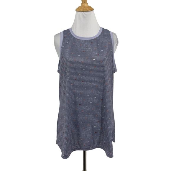 Columbia Tank Top Womens L Gray Purple Between Lines Print Omni Freeze UPF 50 - Picture 1 of 12